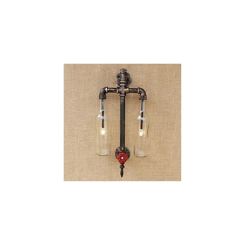 Lámpara de pared con interruptor para restaurante, bar, hierro, pipa de agua, botella de vino, transparente