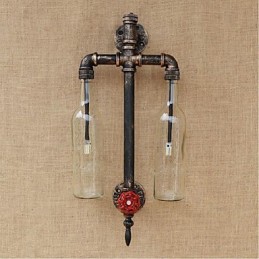 Lámpara de pared con interruptor para restaurante, bar, hierro, pipa de agua, botella de vino, transparente