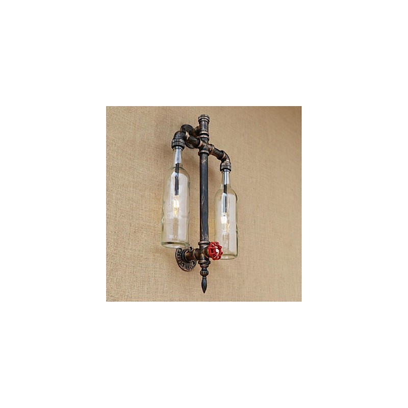 Lámpara de pared con interruptor para restaurante, bar, hierro, pipa de agua, botella de vino, transparente