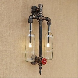 Lámpara de pared con interruptor para restaurante, bar, hierro, pipa de agua, botella de vino, transparente