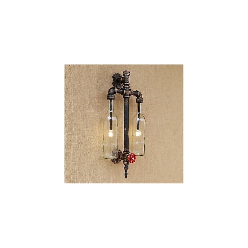 Lámpara de pared con interruptor para restaurante, bar, hierro, pipa de agua, botella de vino, transparente