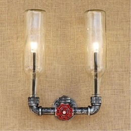 Lámpara de pared con interruptor de viento industrial retro para botella de agua