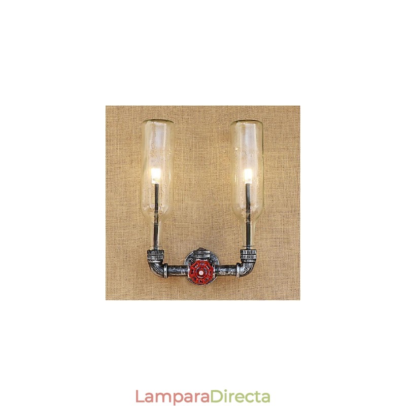 Lámpara de pared con interruptor de viento industrial retro para botella de agua