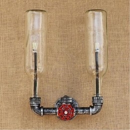 Lámpara de pared con interruptor de viento industrial retro para botella de agua