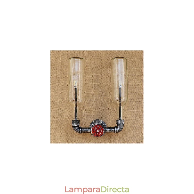 Lámpara de pared con interruptor de viento industrial retro para botella de agua