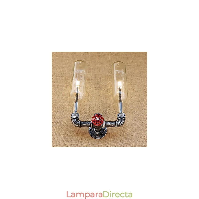 Lámpara de pared con interruptor de viento industrial retro para botella de agua