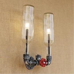 Lámpara de pared con interruptor de viento industrial retro para botella de agua