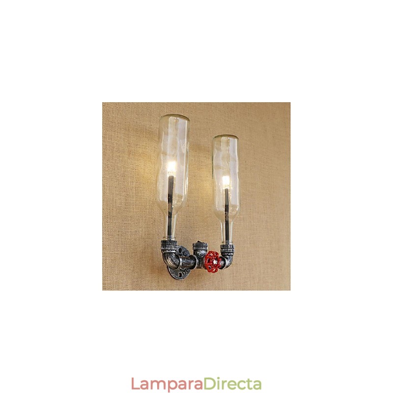 Lámpara de pared con interruptor de viento industrial retro para botella de agua
