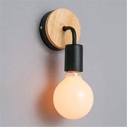 Lámpara de pared de hierro de madera con personalidad creativa minimalista moderna para pasillo, balcón, dormitorio y mesita de noche.