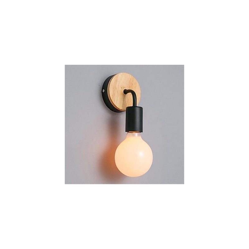 Lámpara de pared de hierro de madera con personalidad creativa minimalista moderna para pasillo, balcón, dormitorio y mesita de noche.