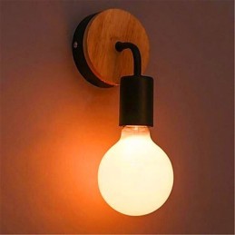Lámpara de pared de hierro de madera con personalidad creativa minimalista moderna para pasillo, balcón, dormitorio y mesita de noche.