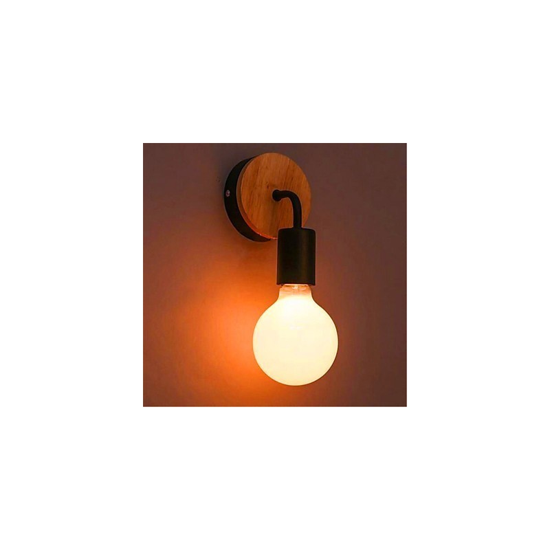 Lámpara de pared de hierro de madera con personalidad creativa minimalista moderna para pasillo, balcón, dormitorio y mesita de noche.