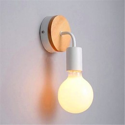 Lámpara de pared de hierro de madera con personalidad creativa minimalista moderna para pasillo, balcón, dormitorio y mesita de noche.