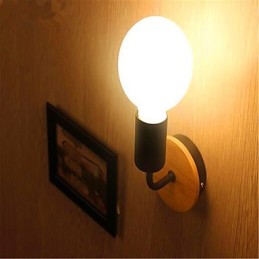 Lámpara de pared de hierro de madera con personalidad creativa minimalista moderna para pasillo, balcón, dormitorio y mesita de noche.