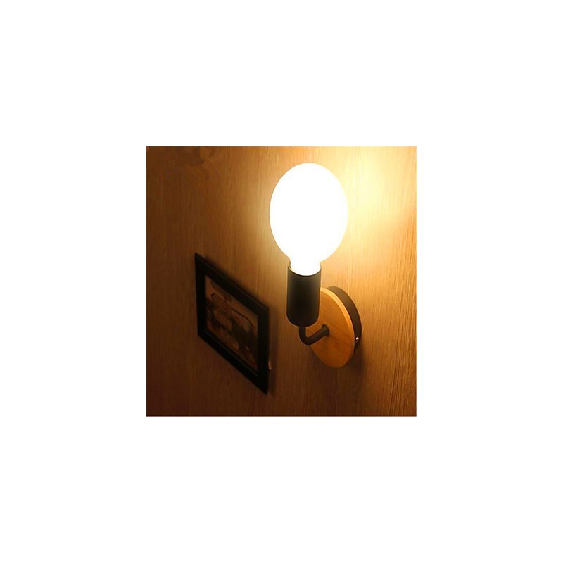 Lámpara de pared de hierro de madera con personalidad creativa minimalista moderna para pasillo, balcón, dormitorio y mesita de noche.
