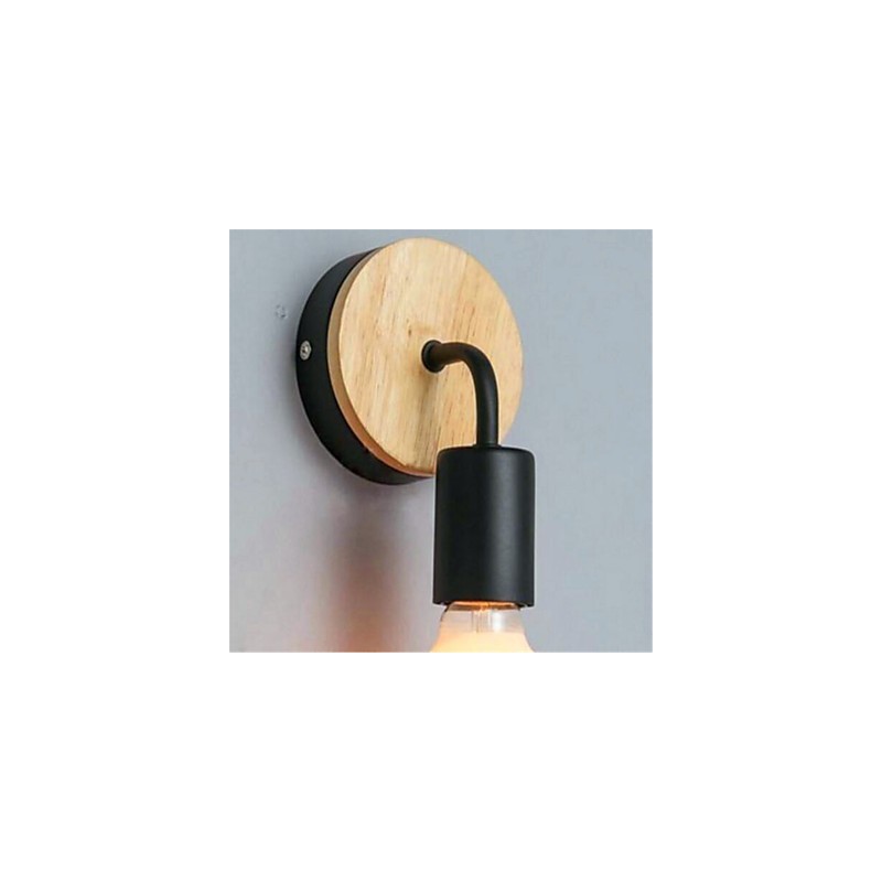 Lámpara de pared de hierro de madera con personalidad creativa minimalista moderna para pasillo, balcón, dormitorio y mesita de noche.