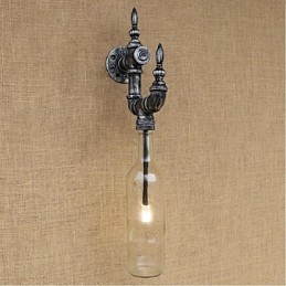 Aplique de pared rústico plateado con iluminación ambiental
