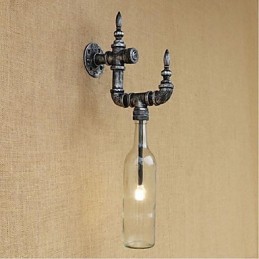 Aplique de pared rústico plateado con iluminación ambiental