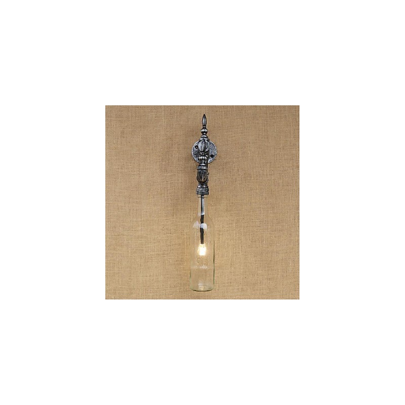 Aplique de pared rústico plateado con iluminación ambiental