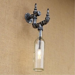 Aplique de pared rústico plateado con iluminación ambiental