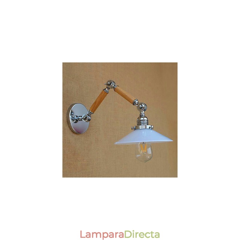 Lámpara de pared moderna y contemporánea con brazo oscilante, luz ambiental cromada.