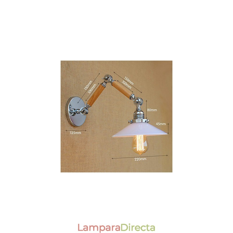 Lámpara de pared moderna y contemporánea con brazo oscilante, luz ambiental cromada.