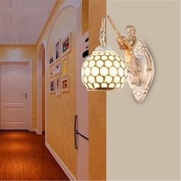 Lámpara de pared de estilo europeo simple, estilo retro pastoral, para dormitorio, mesita de noche, balcón, escaleras, pasillo, espejo.