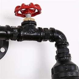 Lámpara de pared de tubo industrial retro de 2 cabezas, estilo loft, estilo jaula de pájaros negra, de metal, para comedor, cocina, bar, cafetería, decoración, iluminación