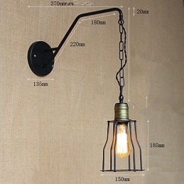 Lámpara de pared de hierro para pasillos de cadena de cafeterías y restaurantes