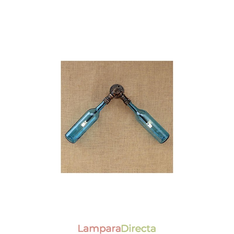Lámpara de pared estilo retro americano con diseño de botella de agua y viento, estilo industrial creativo, color azul