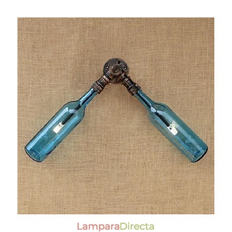 Lámpara de pared estilo retro americano con diseño de botella de agua y viento, estilo industrial creativo, color azul Lámpara de pared estilo retro americano con diseño de botella de agua y viento, estilo industrial creativo, color azul