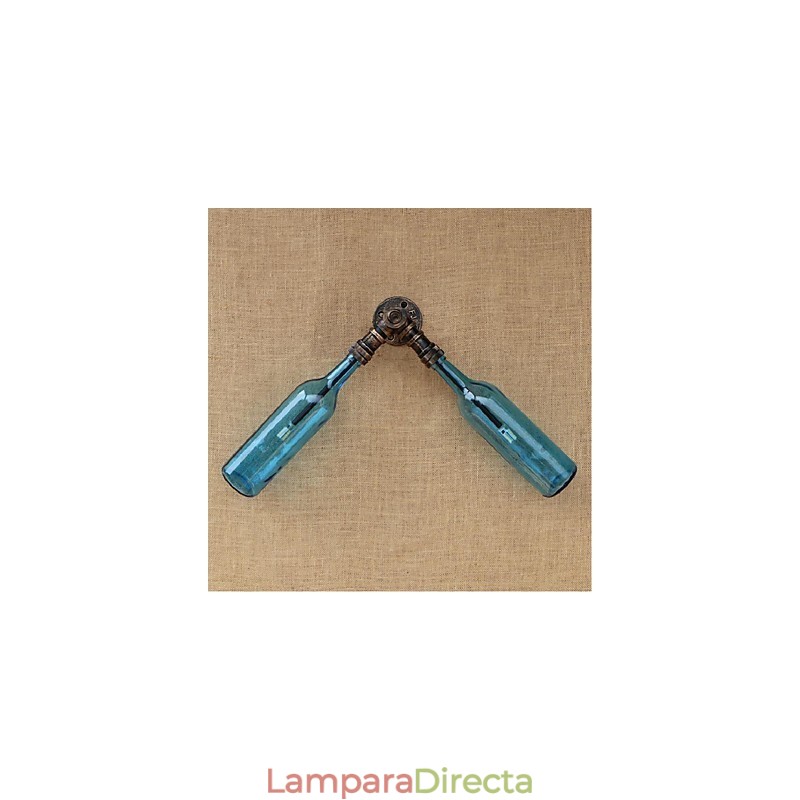 Lámpara de pared estilo retro americano con diseño de botella de agua y viento, estilo industrial creativo, color azul