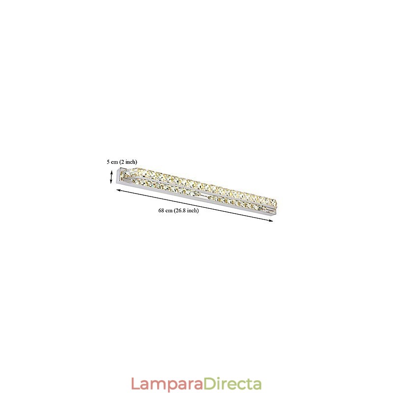 Lámpara de espejo larga de alta calidad para baño, lámpara de pared de metal y cristal.