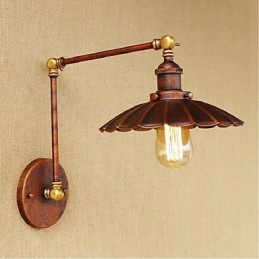 Aplique de pared plegable retráctil nostálgico retro creativo de medio óxido con brazo largo
