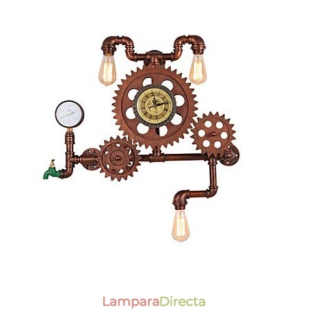 Lámparas de pared de tubo industriales vintage con forma de engranaje de madera, luces giratorias creativas, iluminación decorativa para restaurantes, cafeterías y bares. Lámparas de pared de tubo industriales vintage con forma de engranaje de madera, luces giratorias creativas, iluminación decorativa para restaurantes, cafeterías y bares.