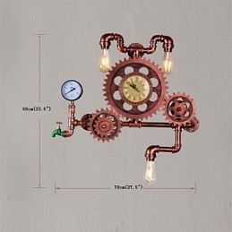 Lámparas de pared de tubo industriales vintage con forma de engranaje de madera, luces giratorias creativas, iluminación decorativa para restaurantes, cafeterías y bares.