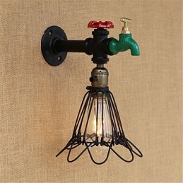 Aplique de pared con luz ambiental estilo mini con pintura retro campestre