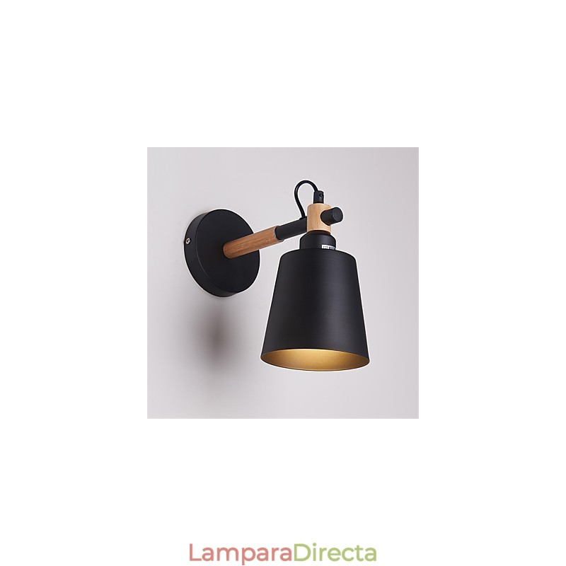 Aplique de pared vintage de madera Art Déco de metal rústico para sala de estar, comedor, pasillo, lámpara de pared negra y blanca opcional
