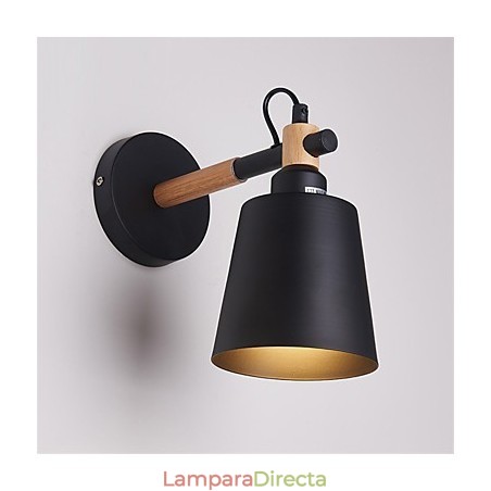 Aplique de pared vintage de madera Art Déco de metal rústico para sala de estar, comedor, pasillo, lámpara de pared negra y blanca opcional Aplique de pared vintage de madera Art Déco de metal rústico para sala de estar, comedor, pasillo, lámpara de pared negra y blanca opcional