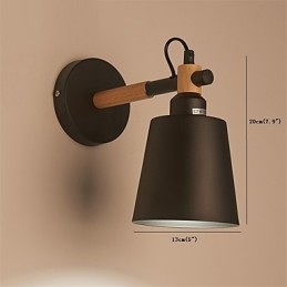 Aplique de pared vintage de madera Art Déco de metal rústico para sala de estar, comedor, pasillo, lámpara de pared negra y blanca opcional