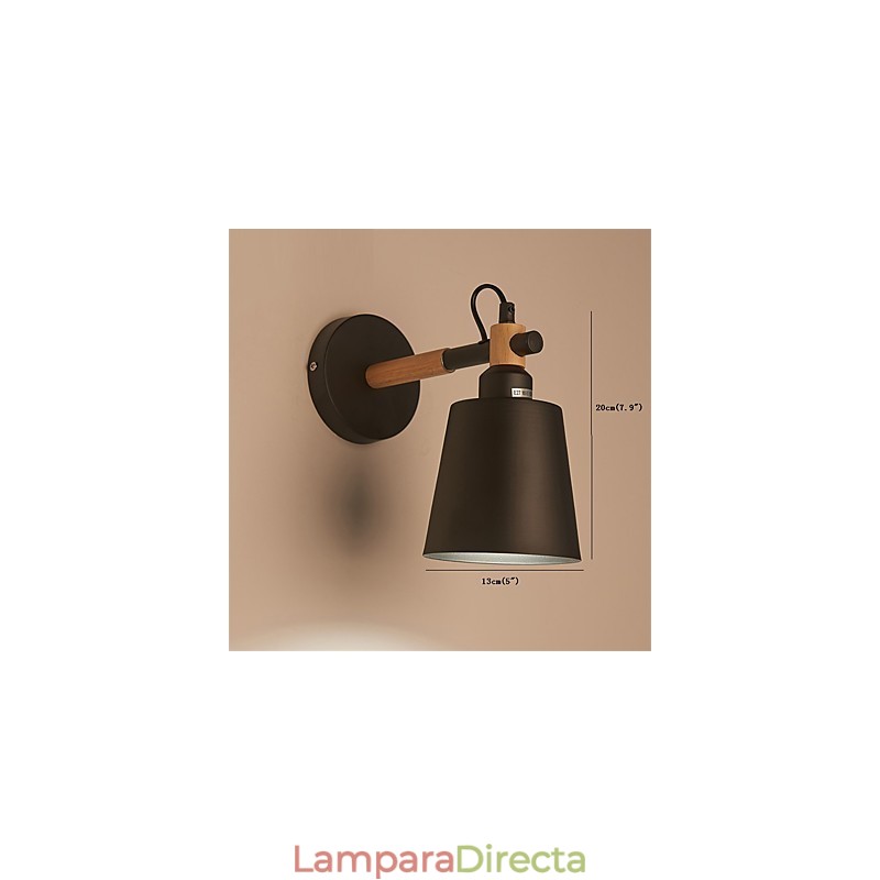 Aplique de pared vintage de madera Art Déco de metal rústico para sala de estar, comedor, pasillo, lámpara de pared negra y blanca opcional