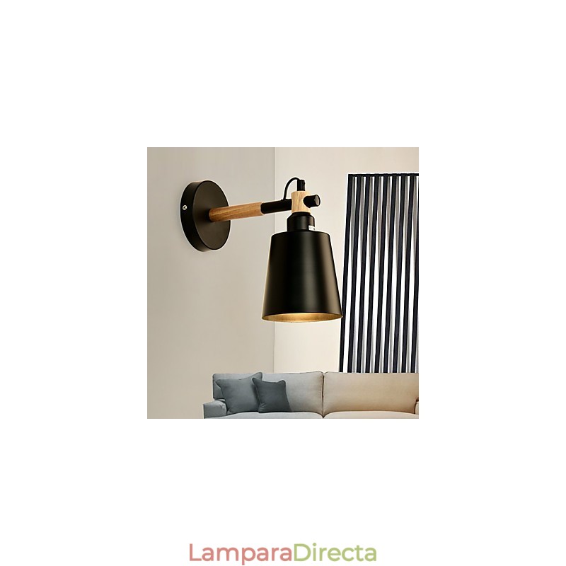 Aplique de pared vintage de madera Art Déco de metal rústico para sala de estar, comedor, pasillo, lámpara de pared negra y blanca opcional