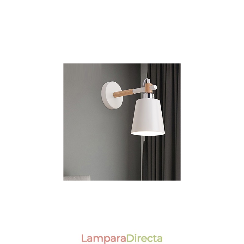Aplique de pared vintage de madera Art Déco de metal rústico para sala de estar, comedor, pasillo, lámpara de pared negra y blanca opcional