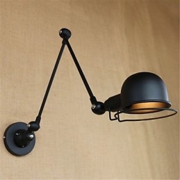 Lámpara colgante de estilo rústico contemporáneo con brazo oscilante, luz ambiental y protección para los ojos.