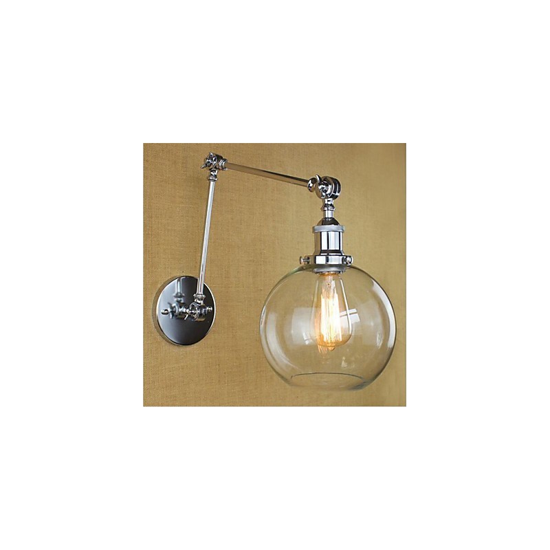 Brazo oscilante con luz ambiental, protección ocular estilo mini, con acabado galvanizado retro campestre