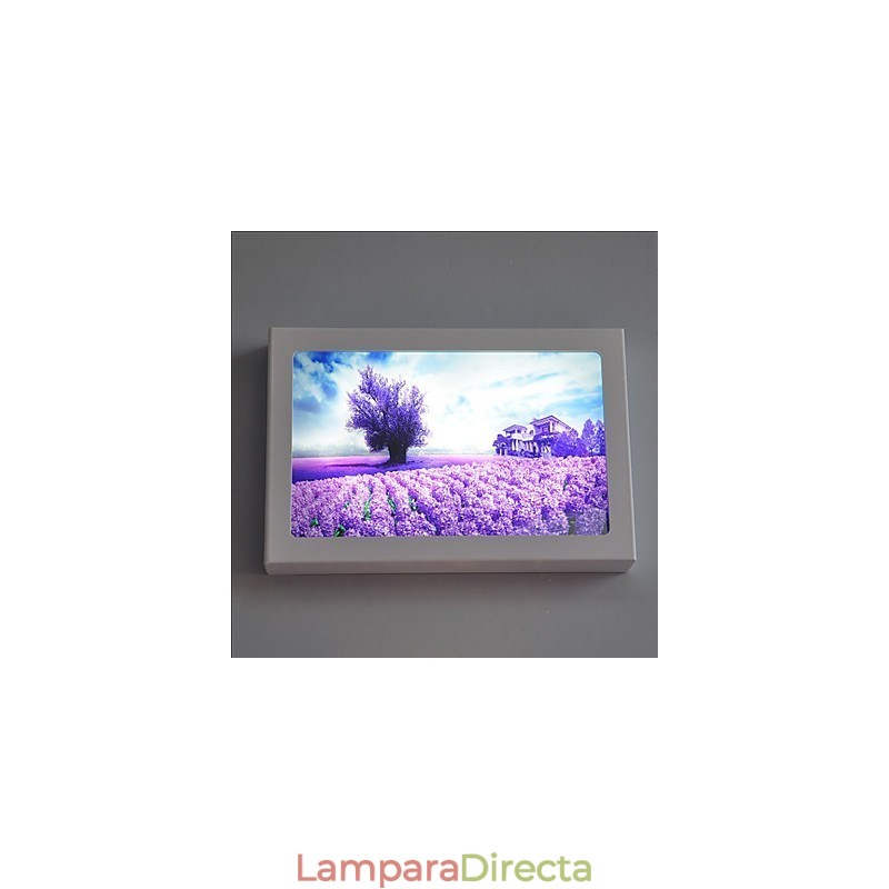 Pintura contemporánea moderna integrada para apliques de pared con luz ambiental.