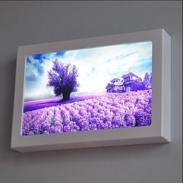 Pintura contemporánea moderna integrada para apliques de pared con luz ambiental.