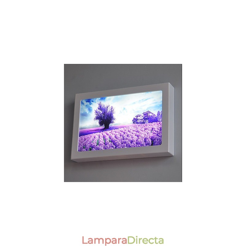 Pintura contemporánea moderna integrada para apliques de pared con luz ambiental.