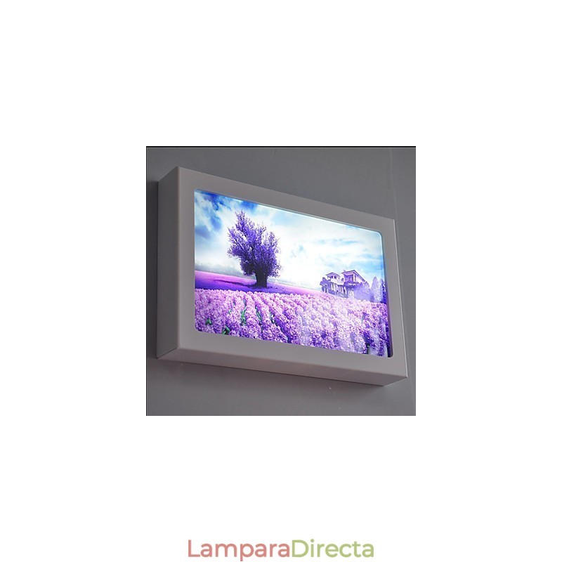 Pintura contemporánea moderna integrada para apliques de pared con luz ambiental.