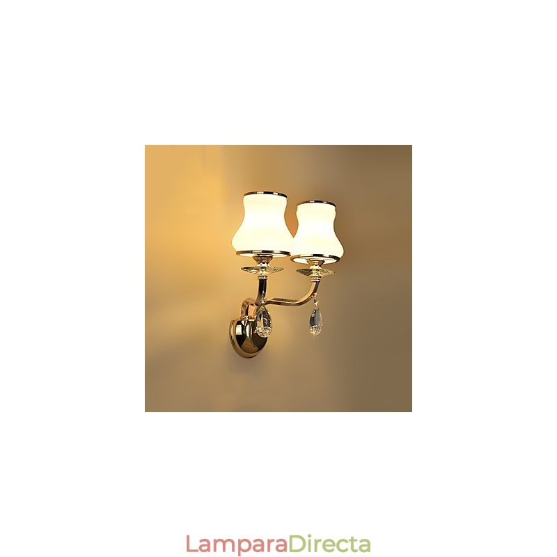 Apliques de pared con iluminación ambiental de cristal, modernos y contemporáneos, con acabado galvanizado.
